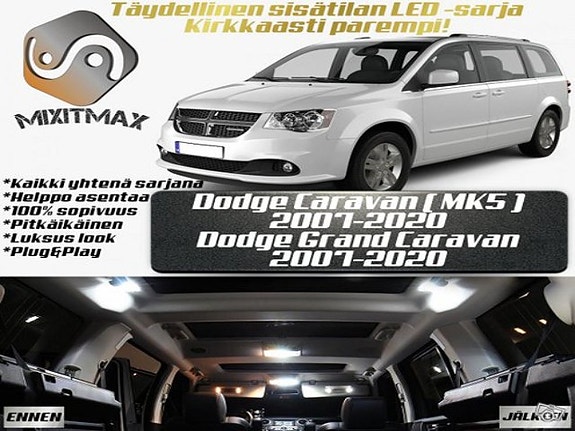 Dodge Grand Caravan (MK5) Sisätilan LED -muutossarja – 13 kpl – Plug & Play
