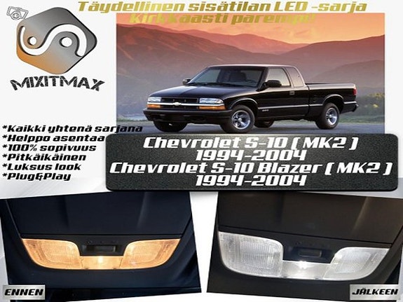 Chevrolet S-10 (MK2) Sisätilan LED -muutossarja – 13 kpl – Plug & Play