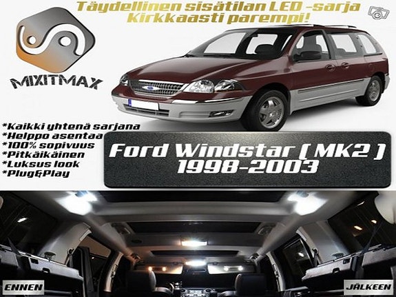 Ford Windstar (MK2) Sisätilan LED -muutossarja – 14 kpl – Plug & Play