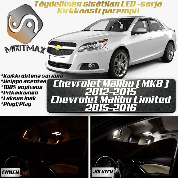 Chevrolet Malibu (MK8) Sisätilan LED -muutossarja – 12 kpl – Plug & Play