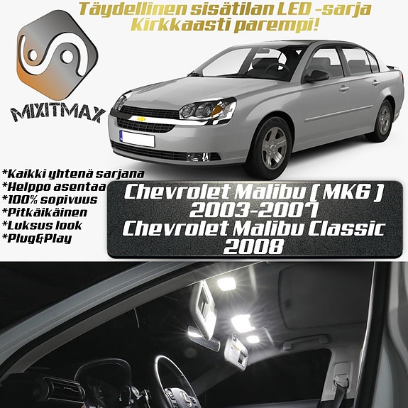 Chevrolet Malibu (MK6) Sisätilan LED -muutossarja – 11 kpl – Plug & Play
