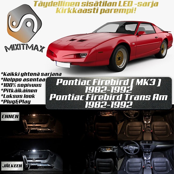 Pontiac Firebird (MK3) Sisätilan LED -muutossarja – 12 kpl – Plug & Play