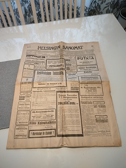 Helsingin Sanomat 1922