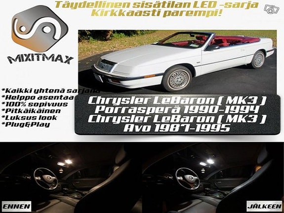 Chrysler LeBaron (MK3) Sisätilan LED -muutossarja – 19 kpl – Plug & Play