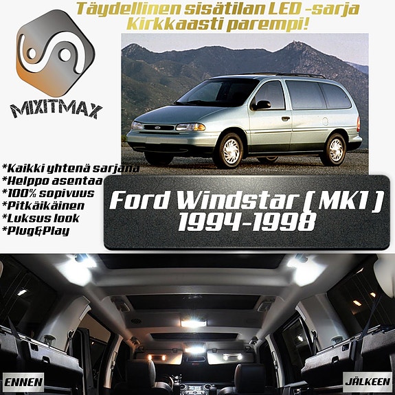 Ford Windstar (MK1) Sisätilan LED -muutossarja – 9 kpl – Plug & Play