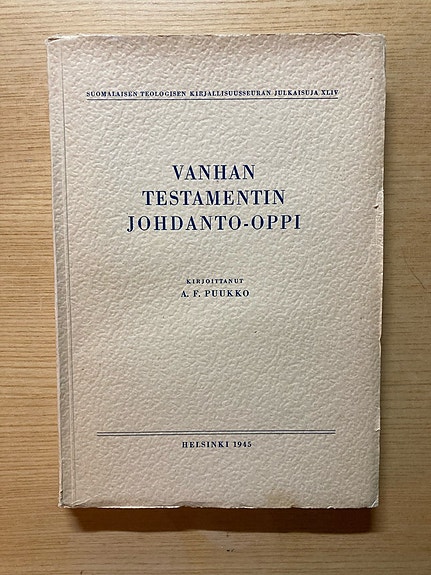 A.F. Puukko: Vanhan testamentin johdanto-oppi