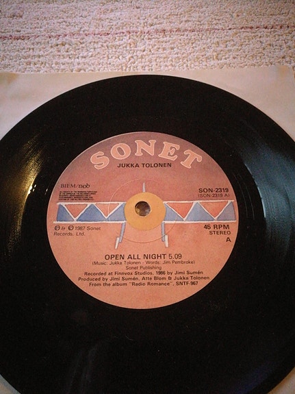 Jukka Tolonen 7" Open all night / Rainy day