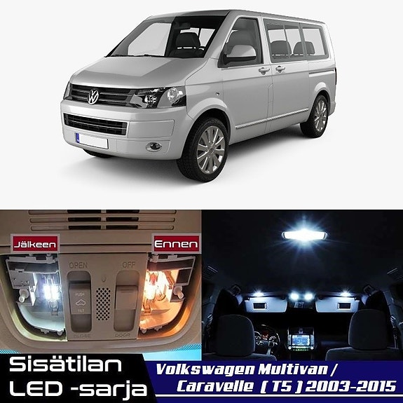 VW Caravelle / Multivan (T5) Sisätilan LED -muutossarja – 28 kpl – Plug & Play