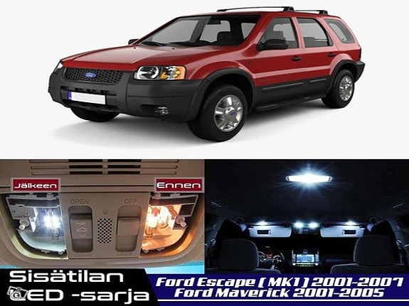 Ford Escape / Maverick (MK1) Sisätilan LED -muutossarja – 12 kpl – Plug & Play