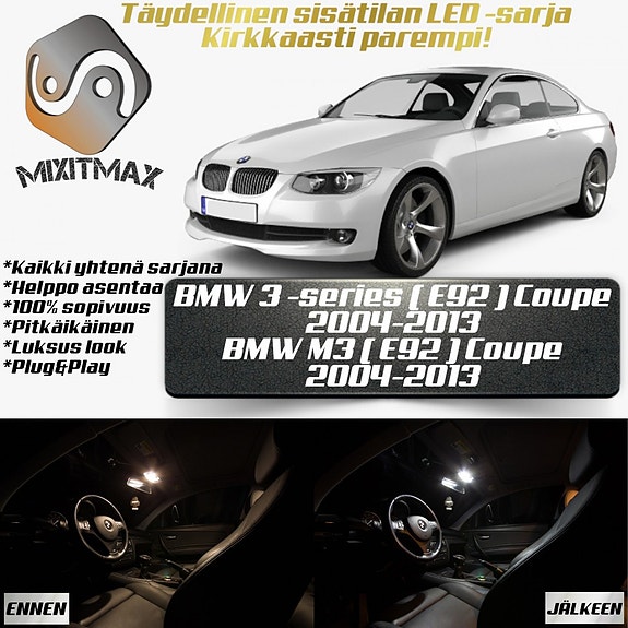 BMW 3 / M3 (E92) Sisätilan LED -muutossarja – 20 kpl – Plug & Play