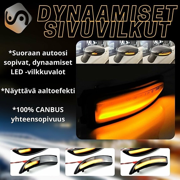 Ford BMax / Fiesta Dynaamiset LED peilien vilkut aaltoefektillä; Kirkas/Tumma ko