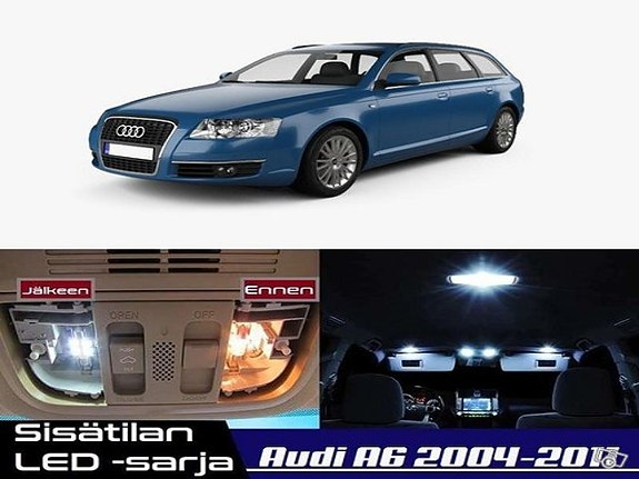 Audi A6 (C6) Sisätilan LED -muutossarja – 27 kpl – Plug & Play