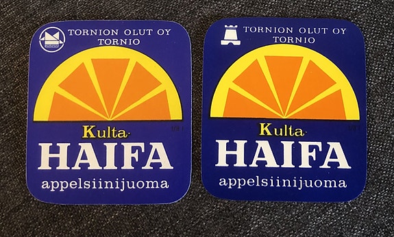 Vanhat Kulta HAIFA Tornion Olut etiketit