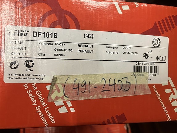 Renault 5/9/11/Clio/Megane Etujarrulevyt 238mm TRW 81-