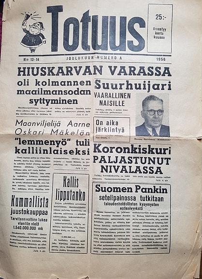 Sanomalehti "Totuus" v. 1956