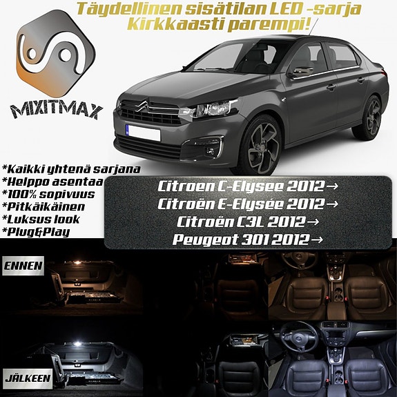 Citroen C-Elysee Sisätilan LED -muutossarja – 7 kpl – Plug & Play