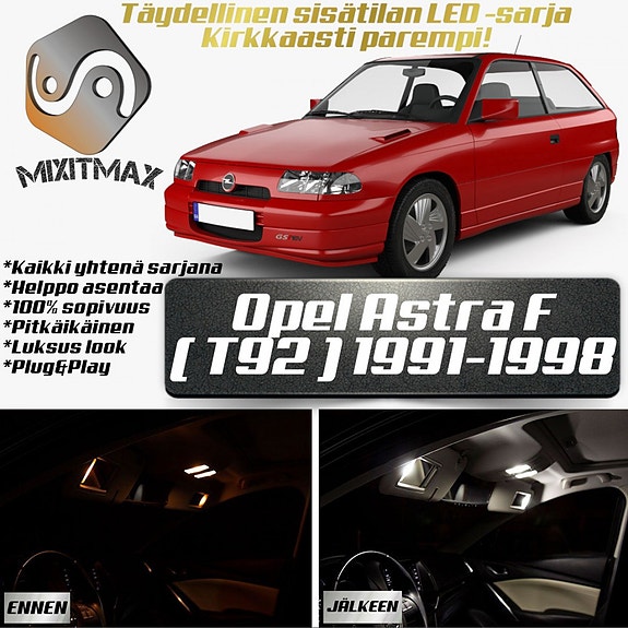 Opel Astra F Sisätilan LED -muutossarja – 9 kpl – Plug & Play