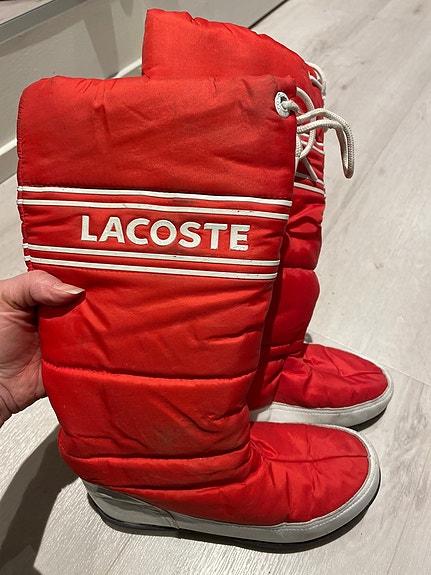 Lacoste 36 kirkkaanpuna-/valkoiset toppasaappaat