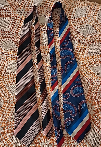 Vintage, solmiot, 2kpl, leveät, Commodore Trevira, 70-luku, yht. hinta
