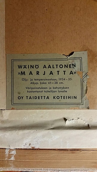 Vintage, taulu, painokuva, Marjatta, Wäinö Aaltonen
