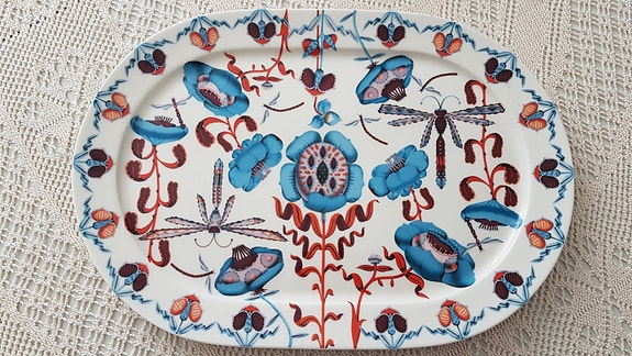 Iittala sininen Korento tarjoilulautanen 41 cm