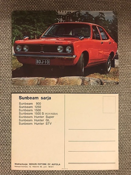Sunbeam Avenger mainoskortti