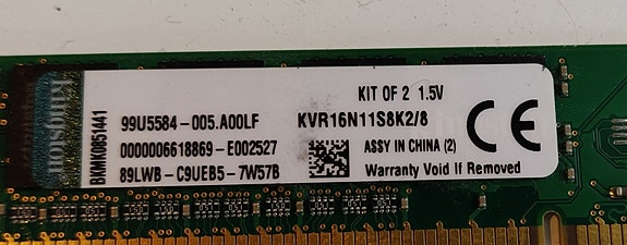 Kingston KVR16N11S8K2/8 DDR3 muistit 8GT