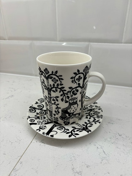 Iittala Taika muki musta 0,4l + lautanen