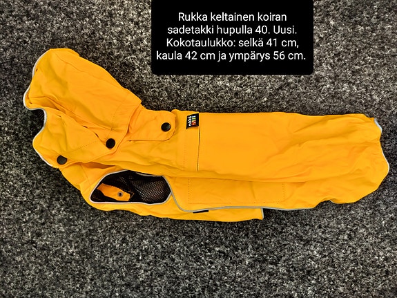 Rukka keltainen koiran sadetakki hupulla 40