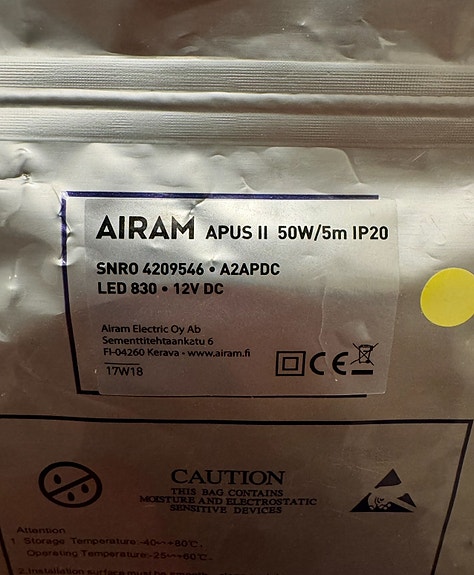 LED Nauha  Airam APUS I 50W/5m IP20 / värilämpötila 3000k