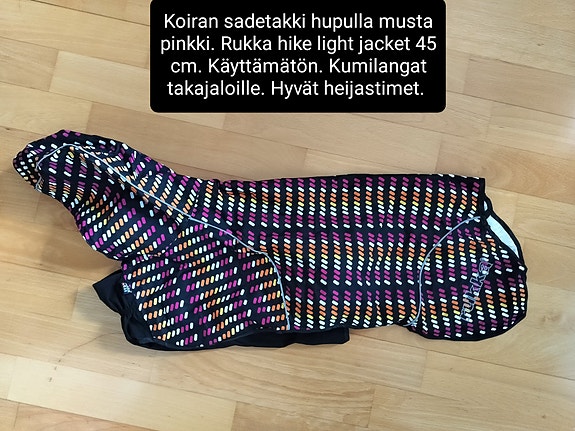 Rukka musta pilkullinen koiran sadetakki 45 cm