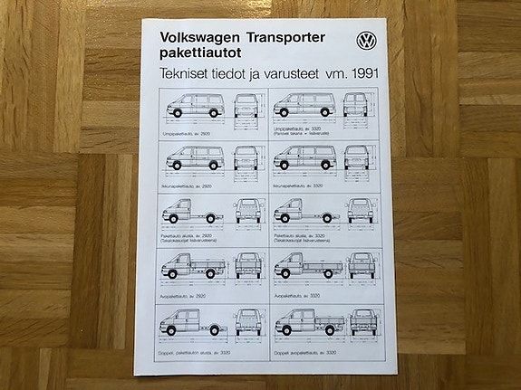 Esite Volkswagen Transporter T4 1991 Tekniset tiedot ja varusteet