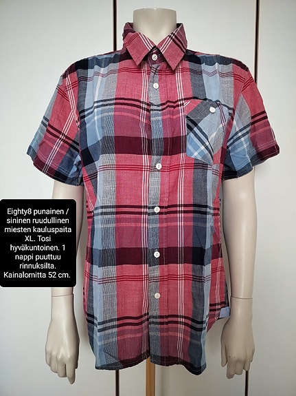 Eighty8 punainen ruudullinen kauluspaita XL