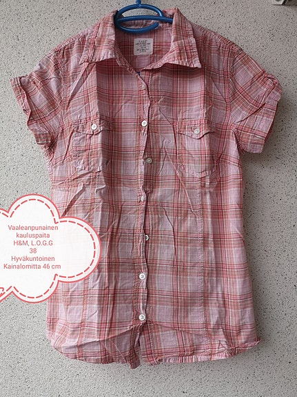 H&M logg vaaleanpunainen kauluspaita M
