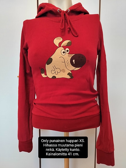 Only punainen koira huppari xs