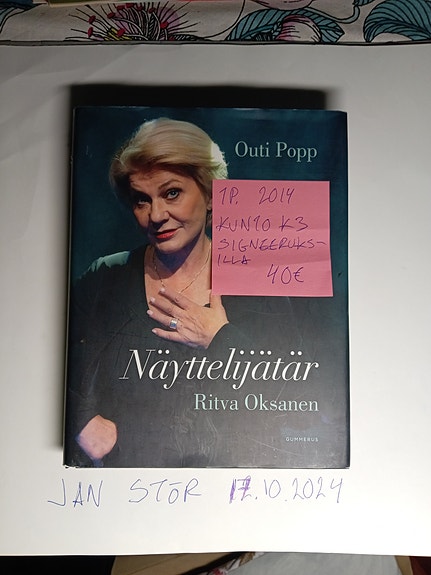 Outi popp näyttelijätär ritva Oksanen 2014 signeerattu