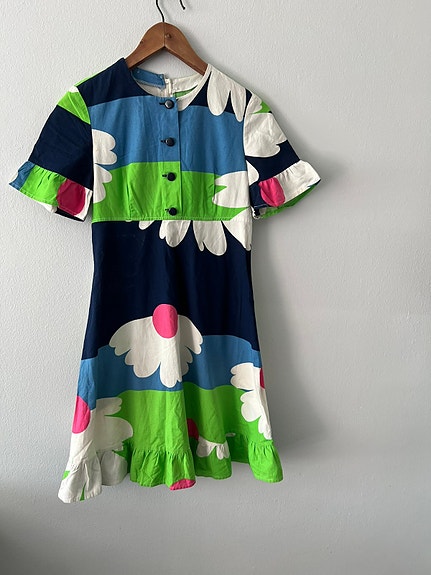 Vintage Vanessa värikäs minimekko xs