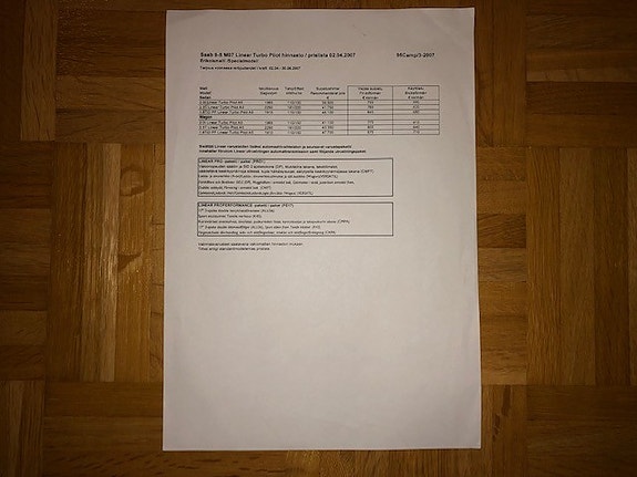 Hinnasto Saab 95 Linear Turbo Pilot 2007 - Saab 9-5 - Esite
