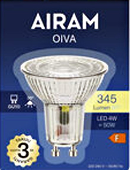 Airam OIva led-polttimo 4W GU10 3000K 390LM