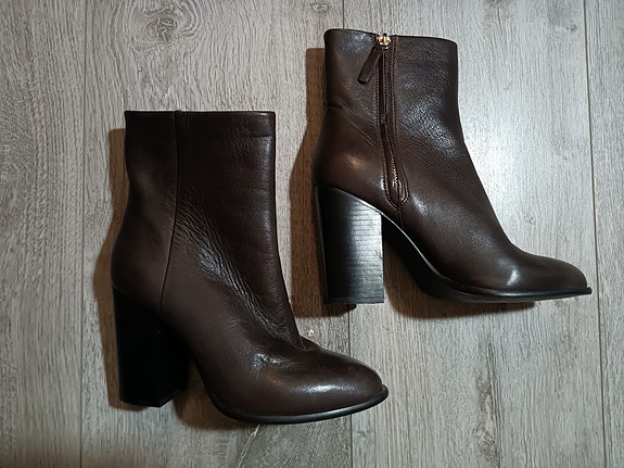 H&M 39/25cm tolppakorko nahka nilkkurit ruskeat