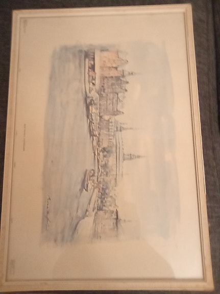 Akvarelli juliste Kööpenhaminan satama 1966