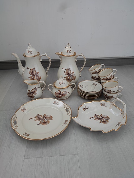Kobenhavns Porcellains Maleri ruskea orkidea astiasto