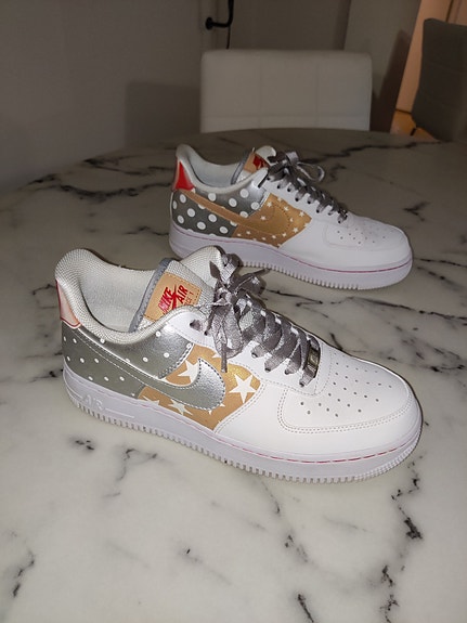 Nike Air Force 1 Silver Gold Metallic