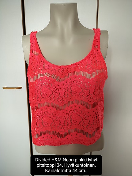 H&M DIVIDED  kirkas neon pitsitoppi xs