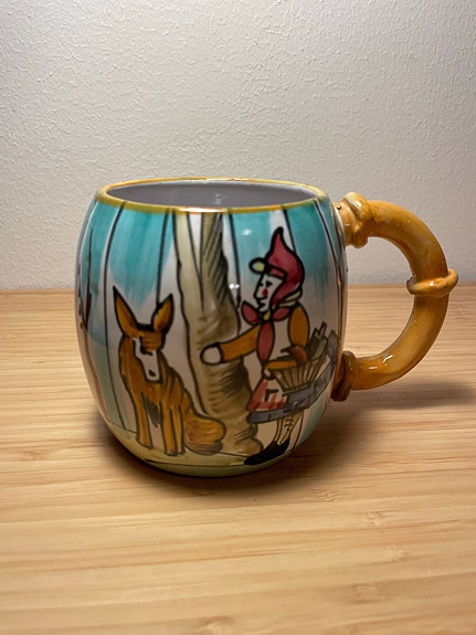 Vintage muki italialainen käsinmaalattu
