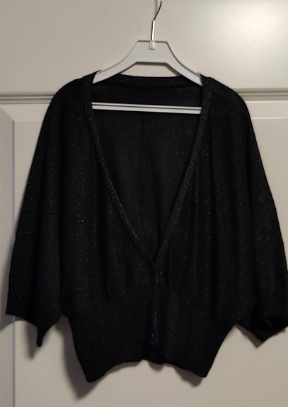 Naisten musta glitter bolero. Koko 36.
