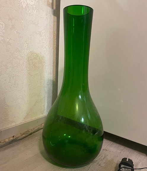 Iso Iittala vihreä lasimaljakko lasi vaasi maljakko