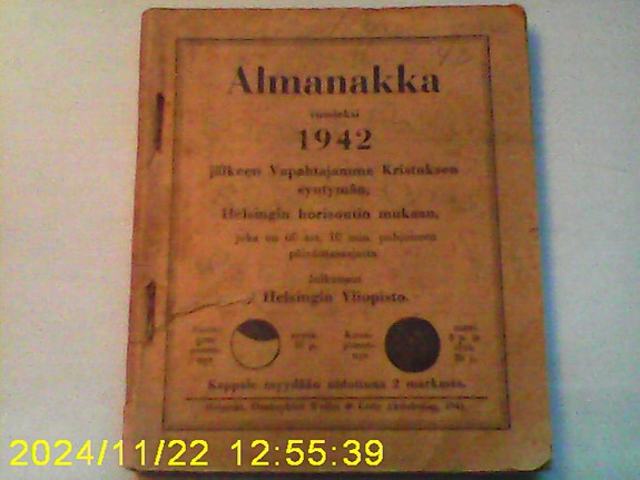 Almanakka v. 1942 julk. Helsingin Yliopisto