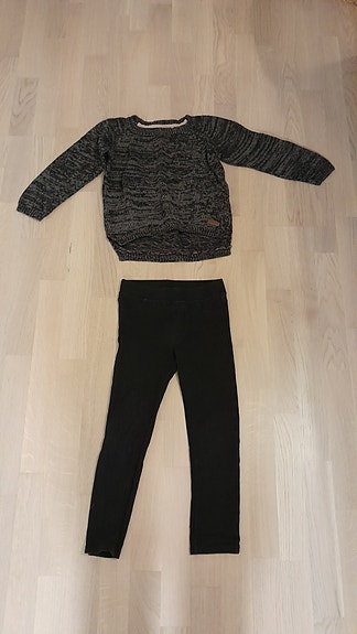 Neule + housut 116 cm tytölle, yht. 2€ (Espoo)