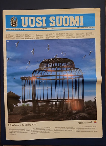 Vanha Uusi-Suomi -lehti vuodelta 1990